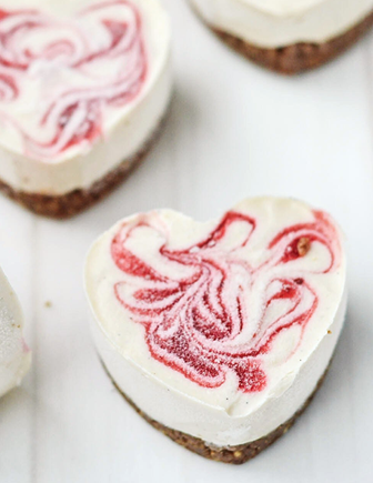 Mini Strawberry Swirl Cheesecake - Heart Shaped